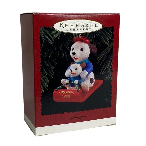 Hallmark Grandpa 1996 Ornament with Dalmatians On A Sled - Picture 2 of 8
